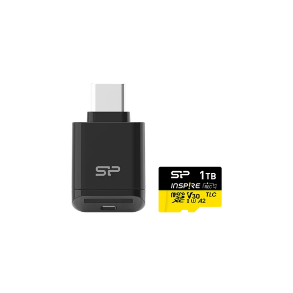 SILICON POWER Memóriakártya MicroSDXC 256GB CL10 A1 UHS-I U1 V30, Inspire + kártyaolvasó