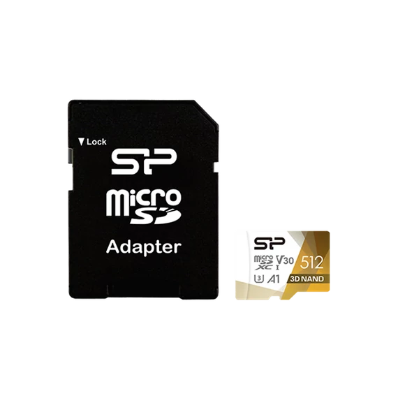 SILICON POWER Memóriakártya MicroSDXC 512GB CL10 UHS-I U3 V30 + adapter, Superior Pro 4K UHD
