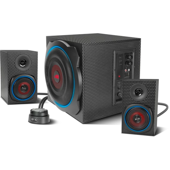 SPEEDLINK SL-830100-BK Gravity Carbon RGB háttérvilágítású 2.1 mélynyomó rendszer, fekete