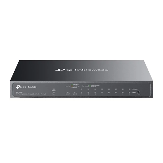 TP-LINK Switch 9x1000Mbps (8xPOE+) +1xGigabit SFP kombó Fémházas Easy Smart (Omada), ES210GMP