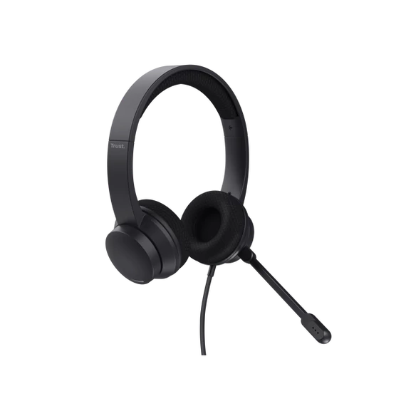 TRUST 25089 Ayda USB vezetékes fejhallgató zajszűrős mikrofonnal – fekete
