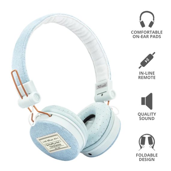 TRUST Fejhallgató 23610 (Fyber Headphones - light denim)