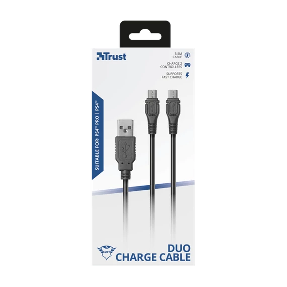 TRUST Kettős, töltő és játékhoz használható kábel 20165 (GXT 222 Duo Charge & Play Cable for PS4)