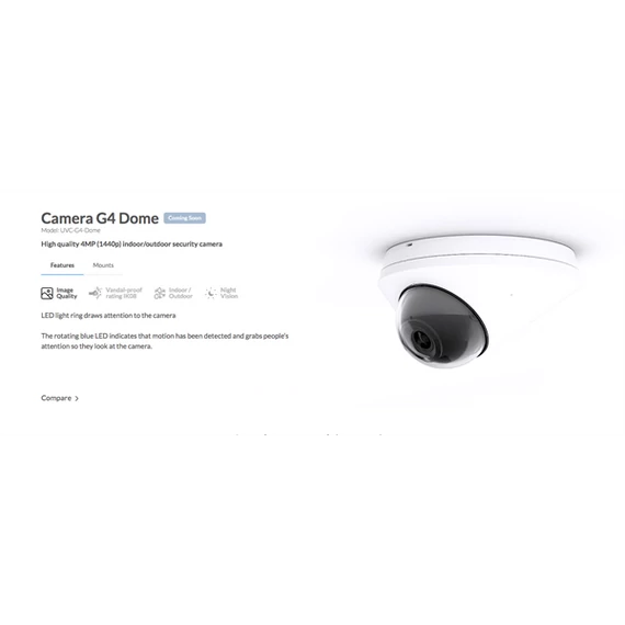 UBiQUiTi Kamera 2688 x 1512 (16:9), 24FPS, Falra rögzíthető, kültéri, vízálló - UVC-G4-DOME