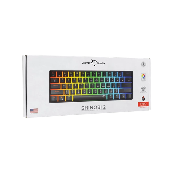 WHITE SHARK GK-004111B/R-US SHINOBI-2/B-R-US mech. bill. 61 piros gomb,fekete,angol