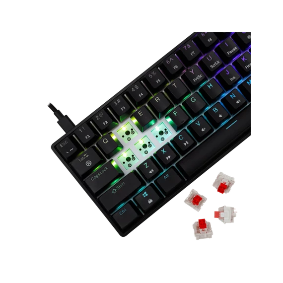 WHITE SHARK GK-004113B/R-HU SHINOBI-2/B-R-HU vezetékes mech. bill. 62 piros gomb,fekete, magyar