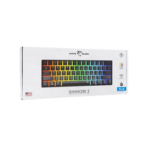 WHITE SHARK GK-004121B/BL-US SHINOBI-2/B-BL-US mech. bill. 61 kék gomb,fekete,angol