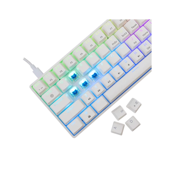 WHITE SHARK GK-004223W/BL-HU SHINOBI-2/W-BL-HU vezetékes mech. bill. 62 kék gomb,fehér,magyar