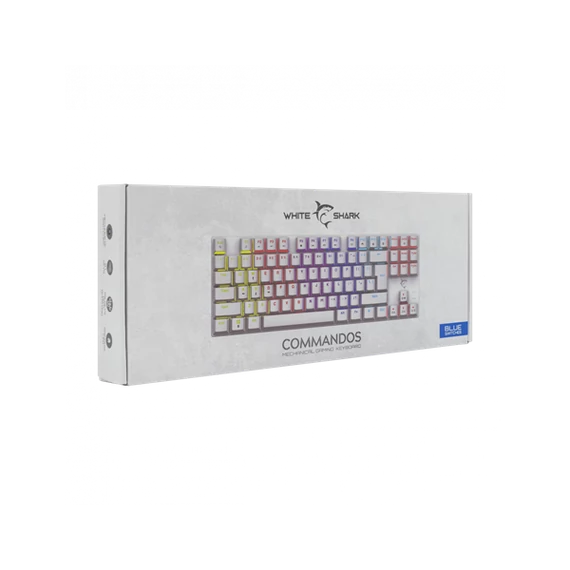 WHITE SHARK WS GK-2106W/BL-HU COMMANDOS fehér mechanikus billentyűzet, magyar, 88 kék gomb