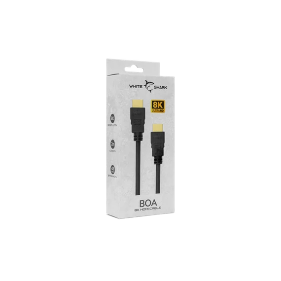 WHITE SHARK BOA-2 8K HDMI-HDMI kábel (M-M), 2m, fekete