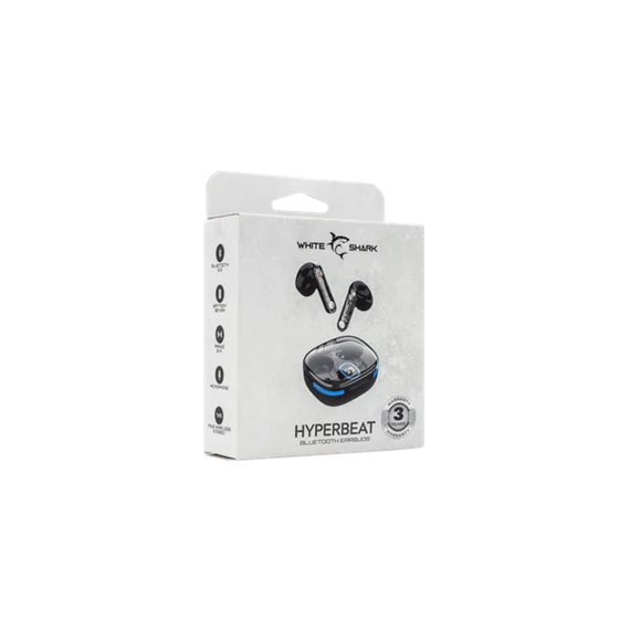 WHITE SHARK HYPERBEAT-B, GEB-TWS37B bluetooth In-ear fülhallgató mikrofonnal, fekete