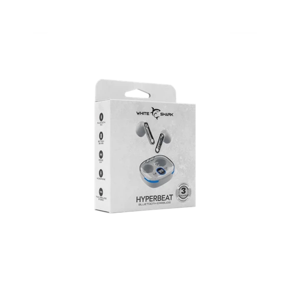 WHITE SHARK HYPERBEAT-W, GEB-TWS37W bluetooth In-ear fülhallgató mikrofonnal, fehér