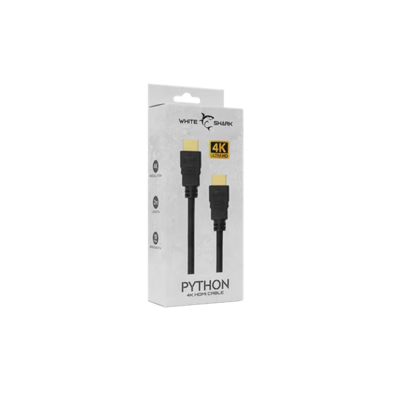 WHITE SHARK PYTHON-2 4K HDMI-HDMI kábel (M-M), 2m, fekete