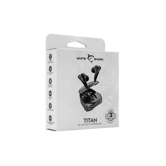 WHITE SHARK TITAN-B, GEB-TWS96B bluetooth In-ear fülhallgató mikrofonnal, ANC, ENC, fekete