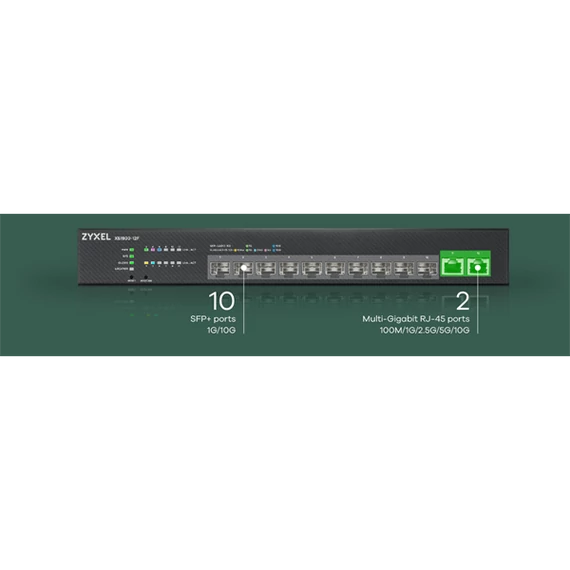 ZYXEL Switch 10x10Gigabit SFP+ + 2x10G, Menedzselhető Rackes, XS1930-12F-ZZ0101F