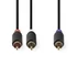 Nedis CABW24000AT30 RCA dugó - 2x RCA dugó,  mélynyomó kábel, 3m