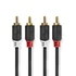 Nedis CABW24200AT50 sztereo audió kábel 2x RCA férfi,  2x RCA férfi, Aranyozott,  5 m , kerek,  Antracit