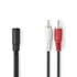 Nedis CAGB22255BK02 sztereo audio kábel, 2x RCA dugó - 3,5 mm jack aljzat,  0,20m