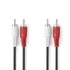 Nedis CAGL24200BK100 sztereo audio kábel, 2 X RCA dugó - 2 X RCA dugó, hossz 10m