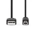Nedis CCGL60100BK10 USB2.0, USB A - B kábel, 480Mbs, 10W, hossz 1m