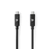 Nedis CCGW64750BK10 USB C - USB C (USB-C) kábel, USB 3.2 Gen 2, 100W, 4K@60Hz, 10 Gbps, hossz 1m