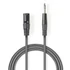 Nedis COTH15100GY15 balanced/szimmetrikus félprofi audio kábel, 6,35mm sztereo jack dugó - 3p XLR dugó, hossz 1,5m