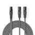 Nedis COTH15020GY15 balanced/szimmetrikus félprofi XLR audio kábel, XLR 3p aljzat - 2 x XLR 3p dugó, 1.5m, rugalmas