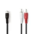Nedis CAGB24020BK02 sztereo audio kábel, 1x RCA aljzat - 2x RCA dugó, 0,20m